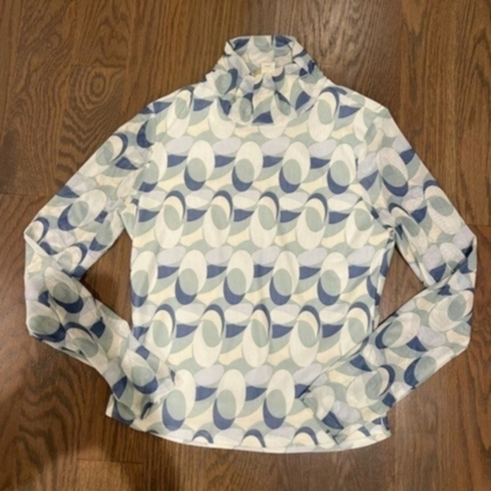 MONTEAU Pastel Printed Long sleeve Mesh Top | Mockneck M y2k K